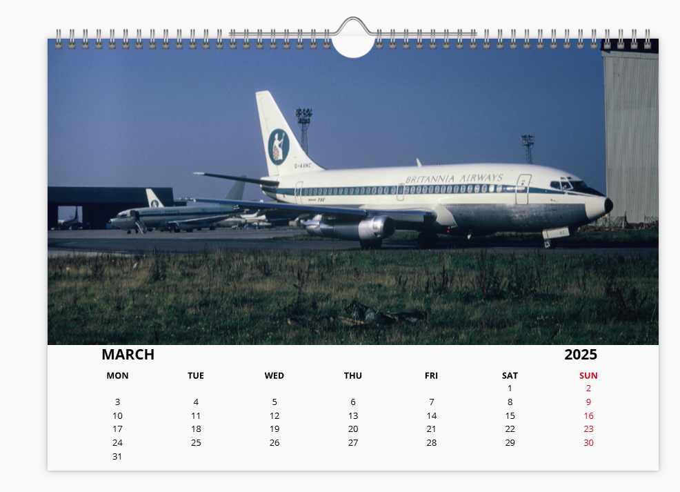 BRITANNIA AIRWAYS 2025 Tribute Calendar A4 WALL Calendar