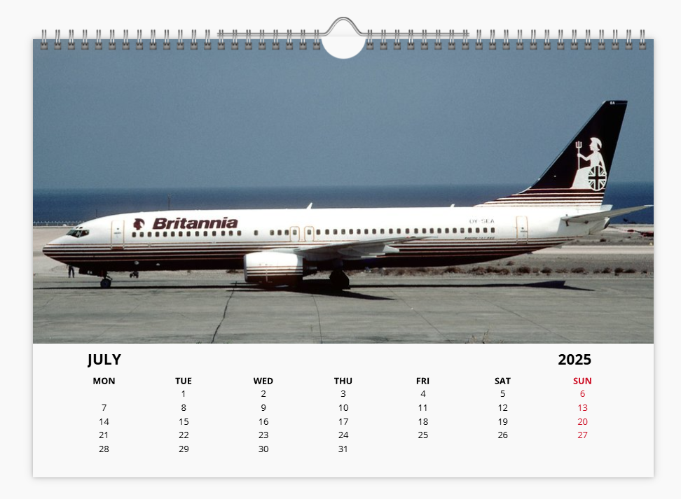 BRITANNIA AIRWAYS 2025 Tribute Calendar A4 WALL Calendar