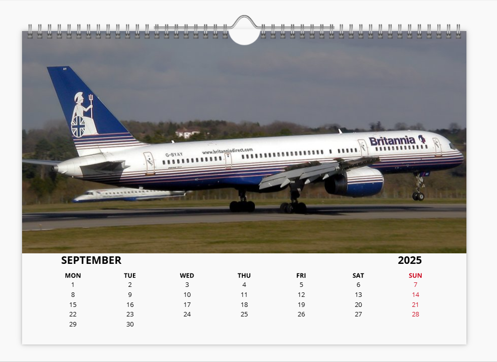 BRITANNIA AIRWAYS 2025 Tribute Calendar A4 WALL Calendar