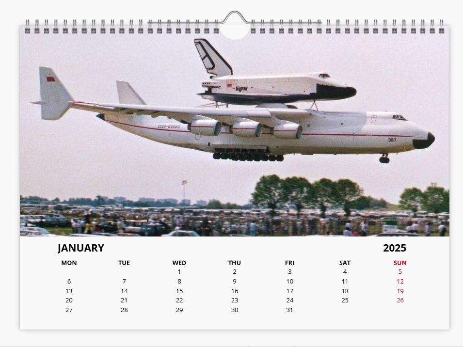 ANTONOV MYRIA 225 2025 Tribute Calendar A4 WALL Calendar
