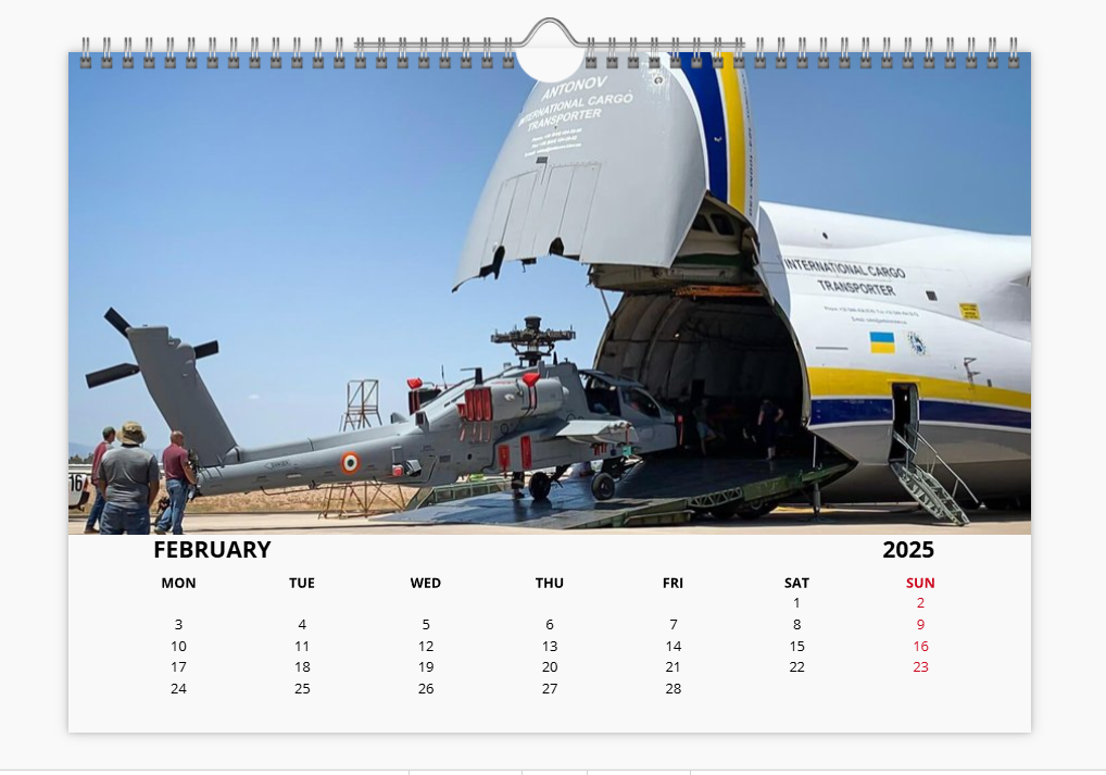 ANTONOV MYRIA 225 2025 Tribute Calendar A4 WALL Calendar