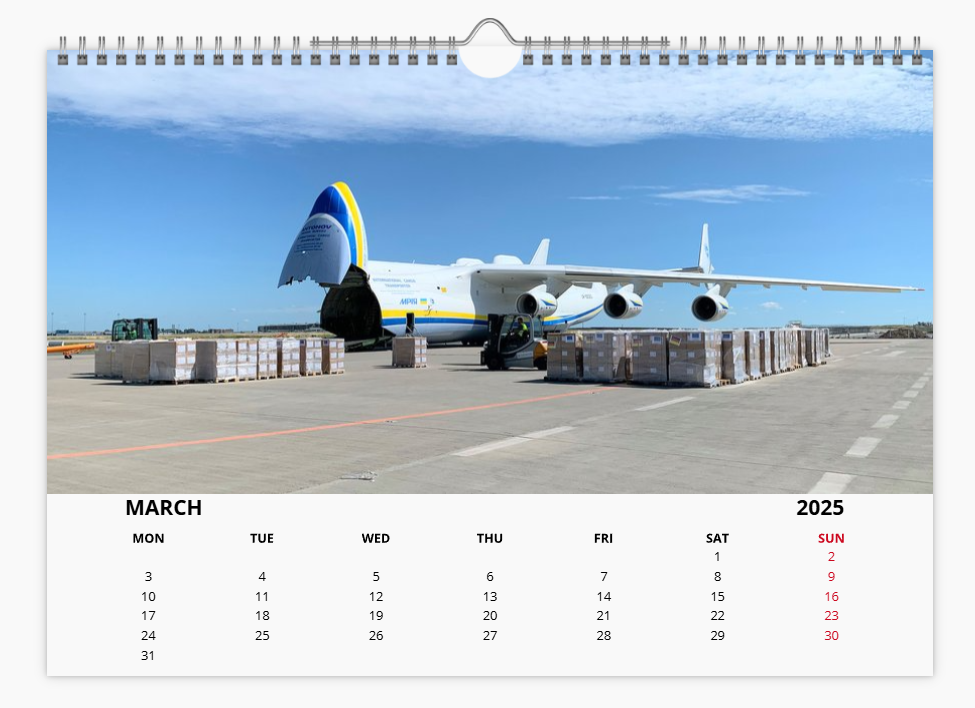 ANTONOV MYRIA 225 2025 Tribute Calendar A4 WALL Calendar
