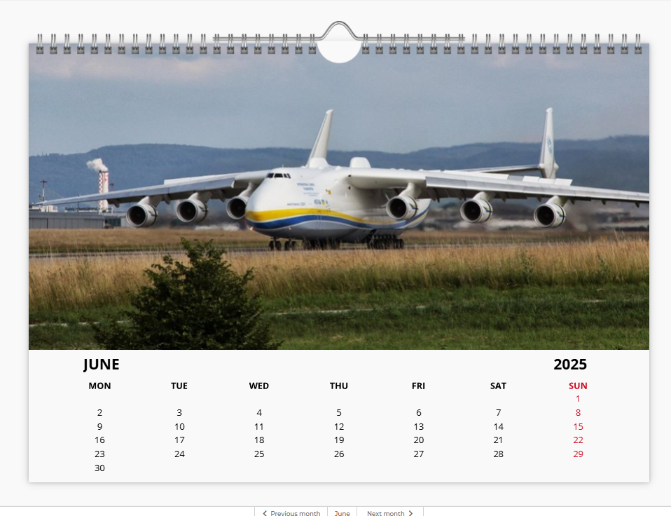 ANTONOV MYRIA 225 2025 Tribute Calendar A4 WALL Calendar