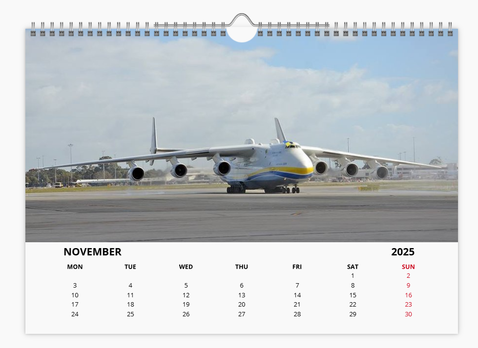 ANTONOV MYRIA 225 2025 Tribute Calendar A4 WALL Calendar