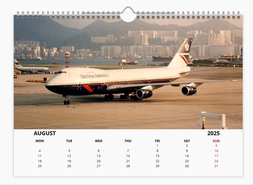 BRITISH AIRWAYS BOEING 747 QUEEN OF THE SKIES 2025 Tribute Calendar A4 WALL Calendar