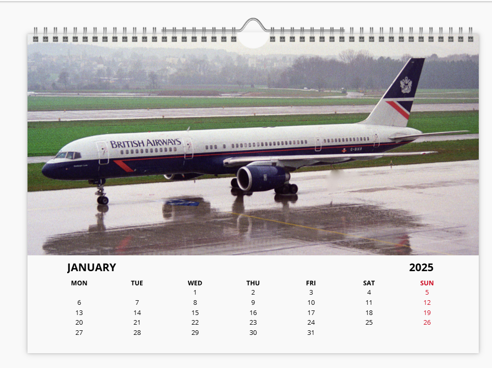 BOEING 757 2025 Tribute Calendar A4 WALL Calendar