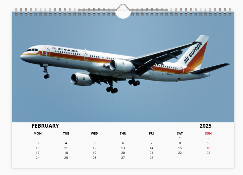 BOEING 757 2025 Tribute Calendar A4 WALL Calendar