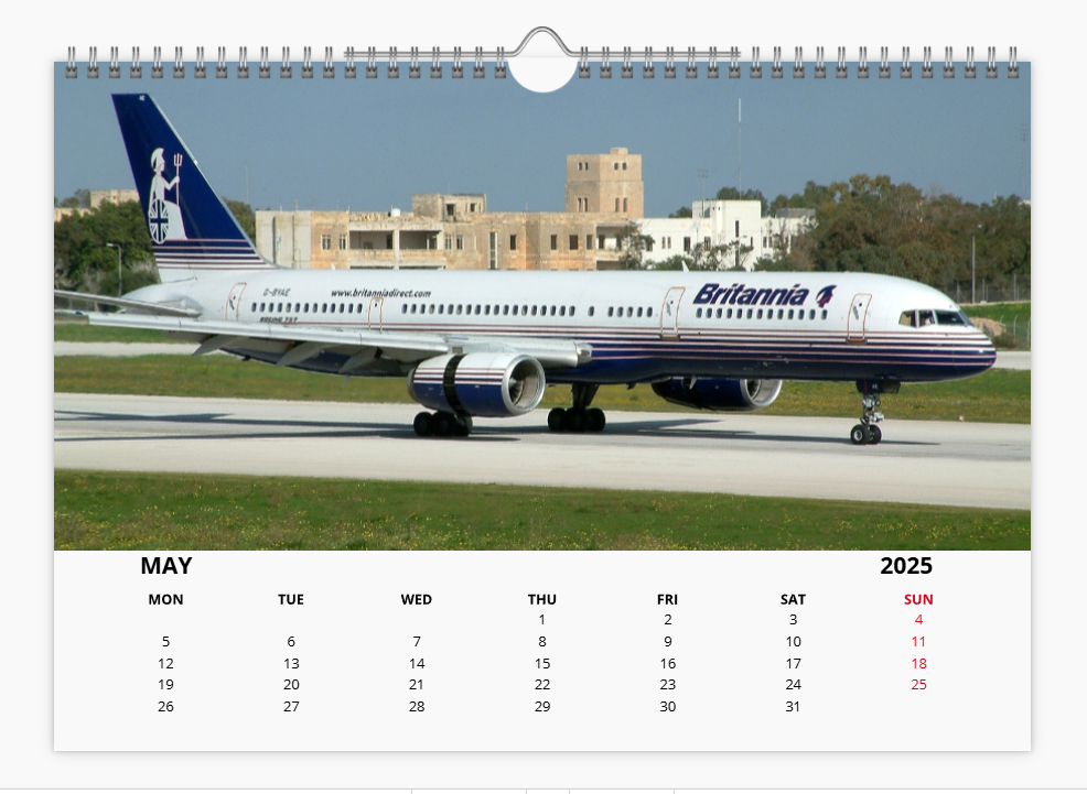 BOEING 757 2025 Tribute Calendar A4 WALL Calendar