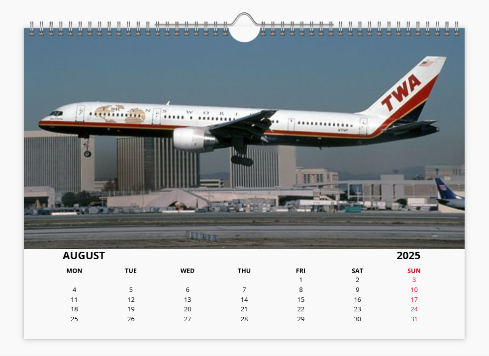 BOEING 757 2025 Tribute Calendar A4 WALL Calendar