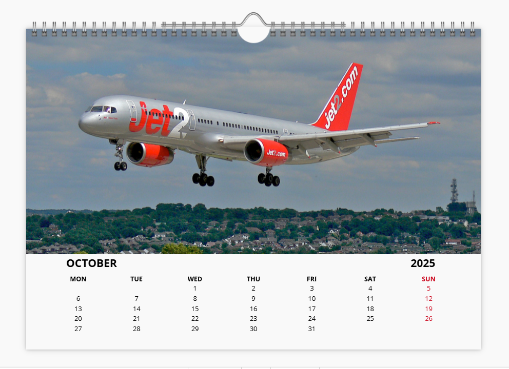 BOEING 757 2025 Tribute Calendar A4 WALL Calendar