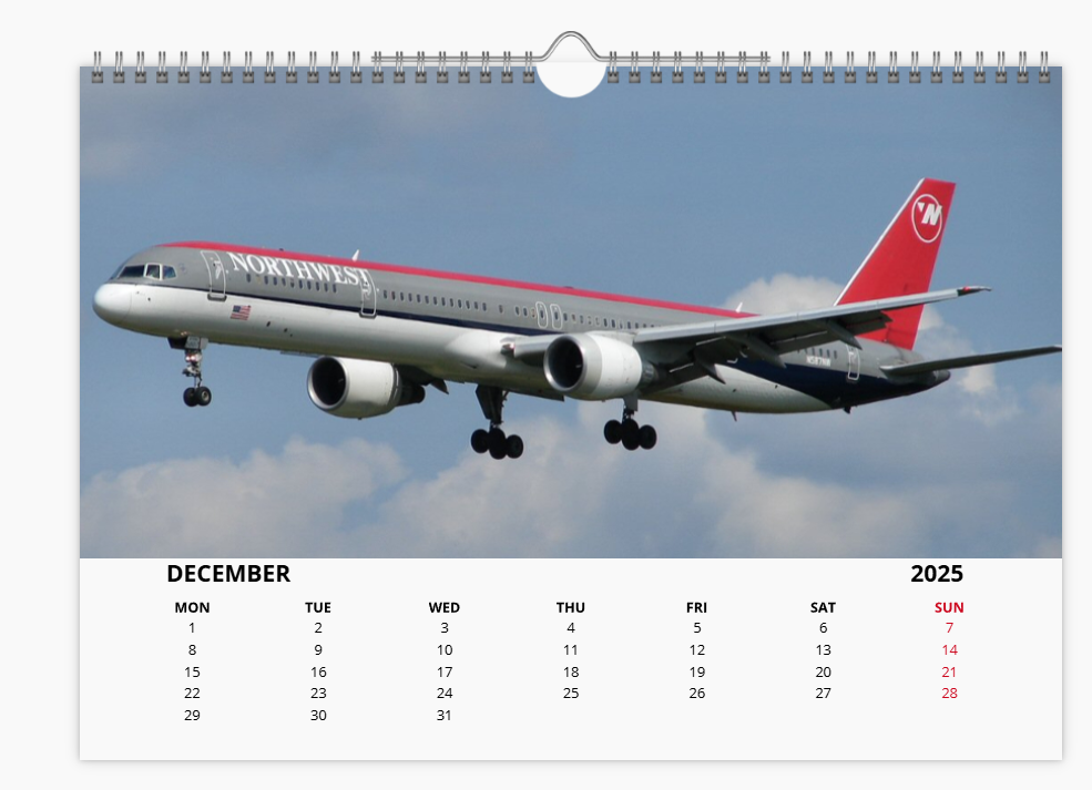 BOEING 757 2025 Tribute Calendar A4 WALL Calendar