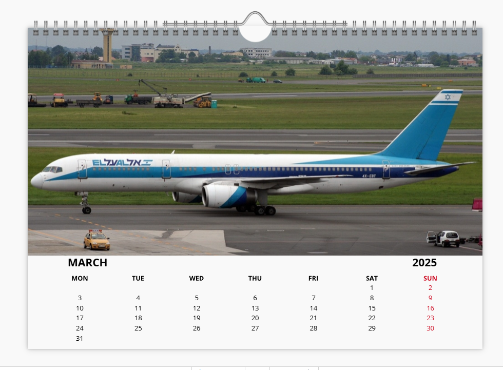 BOEING 757 2025 Tribute Calendar A4 WALL Calendar