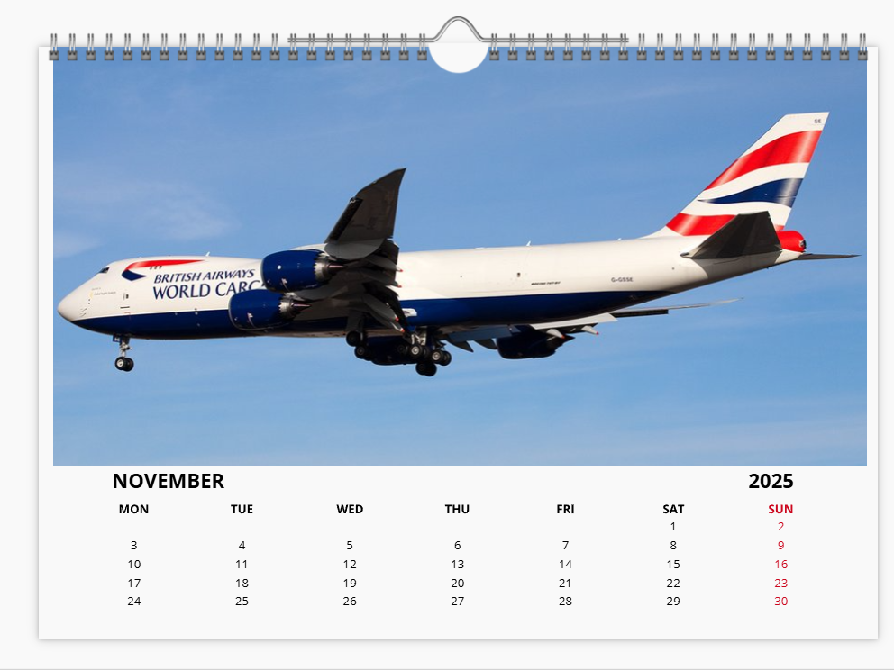 BRITISH AIRWAYS BOEING 747 QUEEN OF THE SKIES 2025 Tribute Calendar A4 WALL Calendar