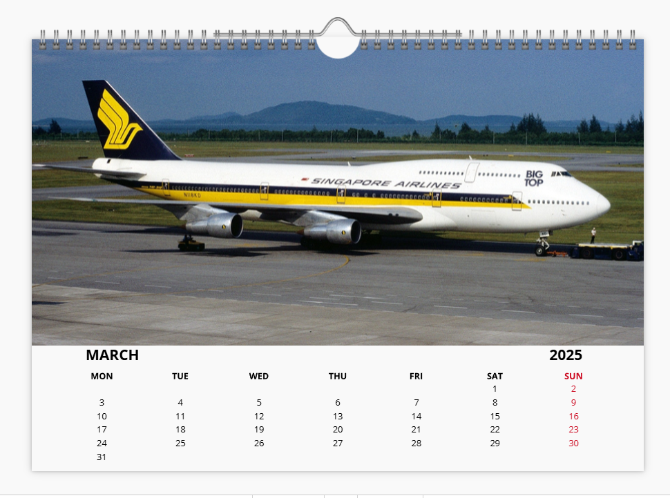 BOEING 747F FREIGHTER CARGO 2025 Tribute Calendar A4 WALL Calendar