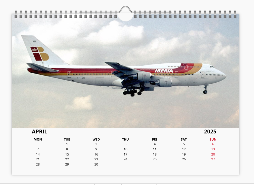 BOEING 747F FREIGHTER CARGO 2025 Tribute Calendar A4 WALL Calendar