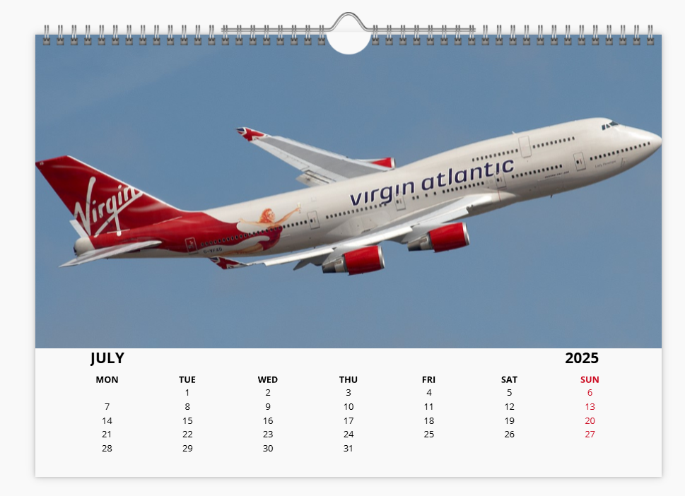BOEING 747F FREIGHTER CARGO 2025 Tribute Calendar A4 WALL Calendar
