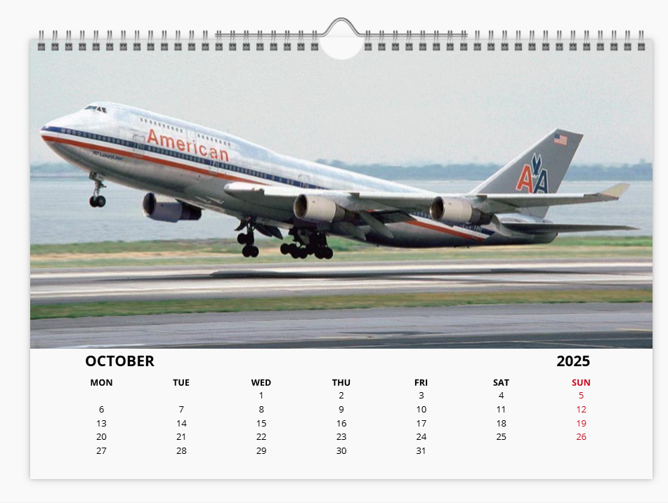 BOEING 747F FREIGHTER CARGO 2025 Tribute Calendar A4 WALL Calendar