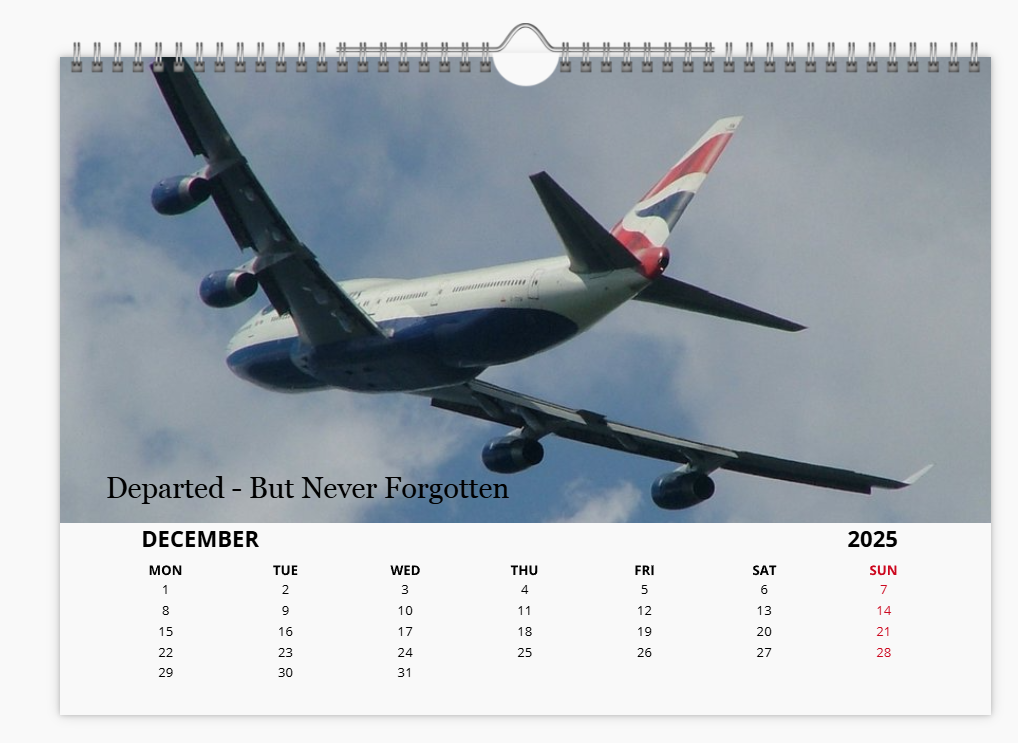 BRITISH AIRWAYS BOEING 747 QUEEN OF THE SKIES 2025 Tribute Calendar A4 WALL Calendar