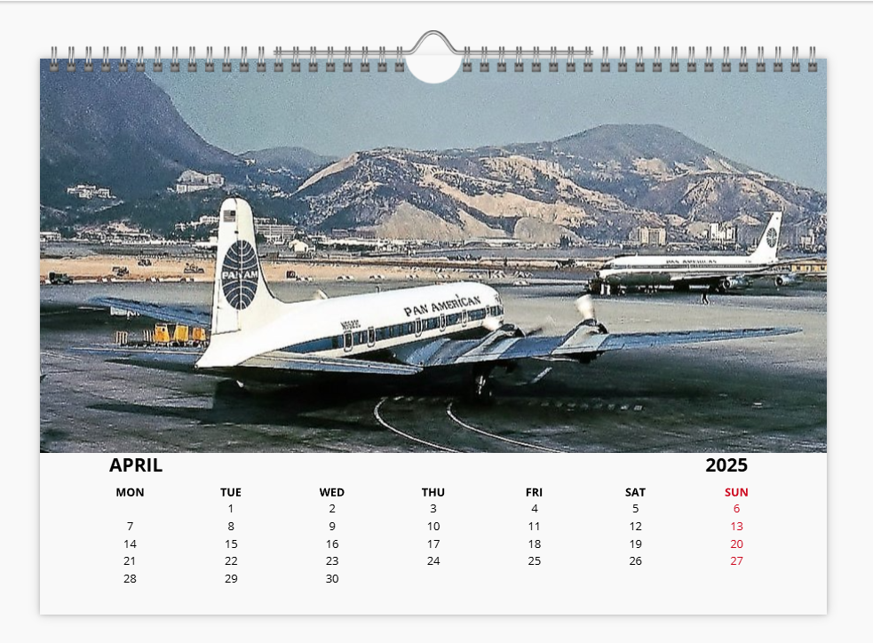 PAN AM Pan American World Airways 2025 Aircraft Tribute Calendar A4 WALL Calendar