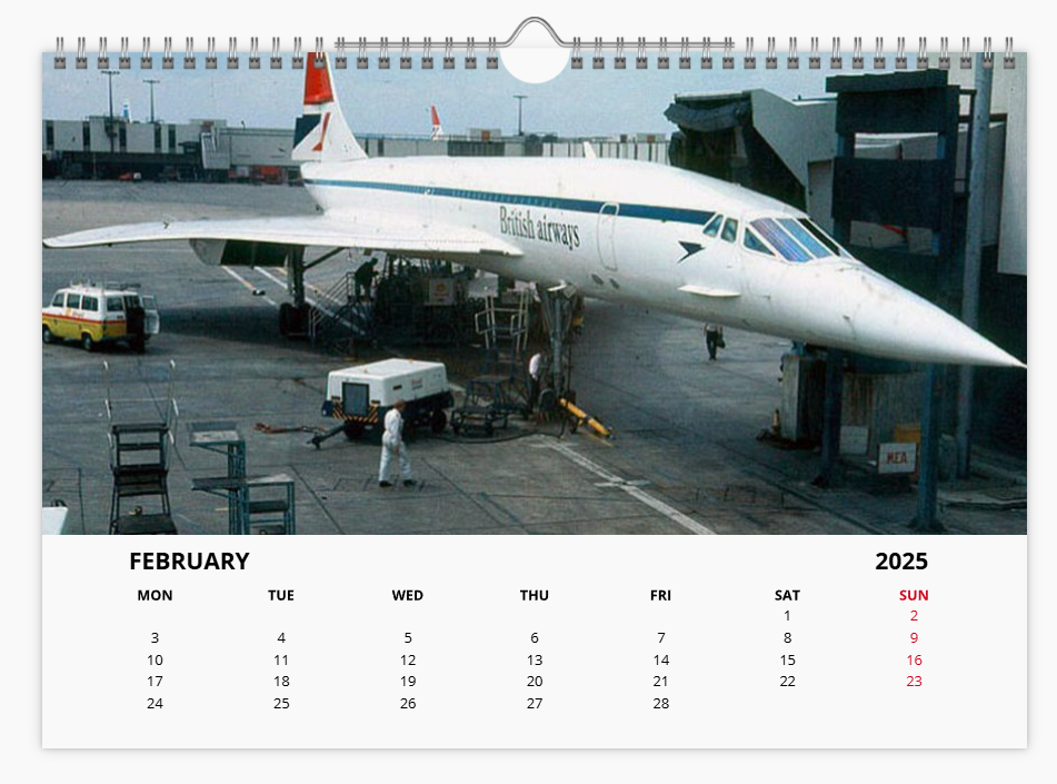 CONCORDE 2025 Tribute Calendar A4 WALL Calendar BA AF SQ