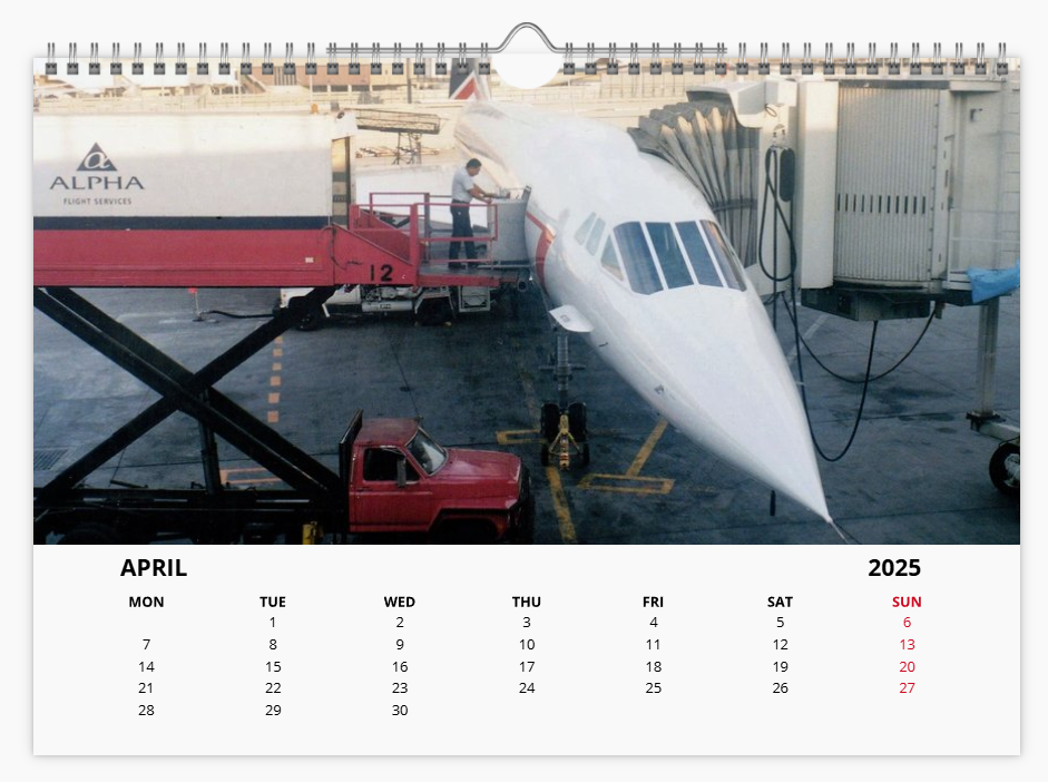CONCORDE 2025 Tribute Calendar A4 WALL Calendar BA AF SQ
