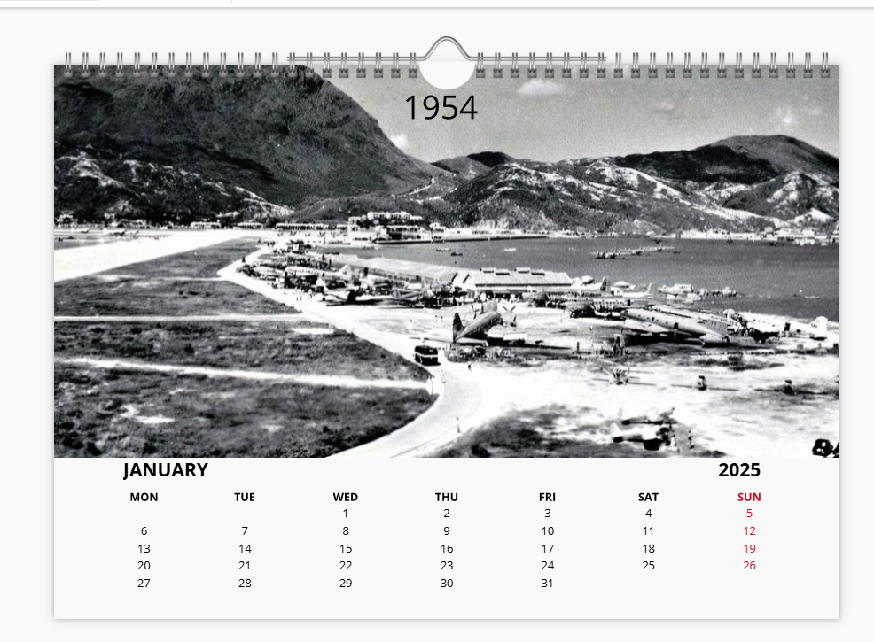 KAI TAK HONG KONG Airport 2025 Tribute Calendar A4 WALL Calendar