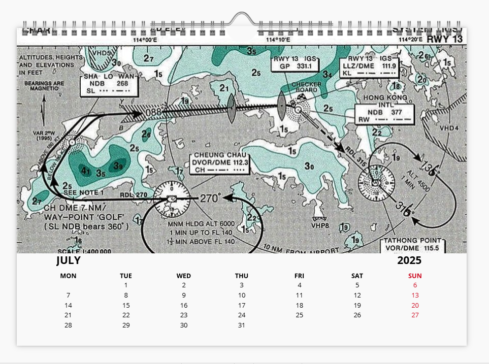 KAI TAK HONG KONG Airport 2025 Tribute Calendar A4 WALL Calendar