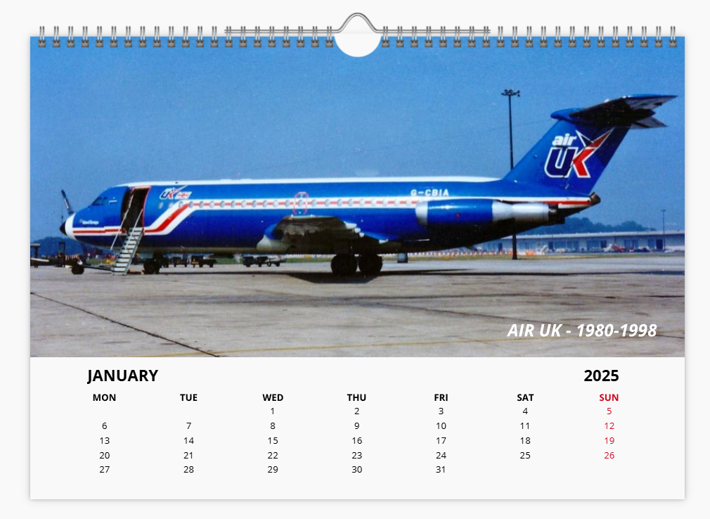 British Independent Airlines of the past 2025 Aircraft Tribute Calendar A4 WALL Calendar
