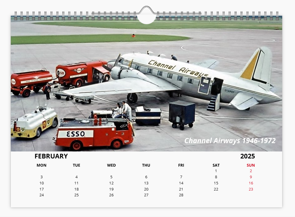 British Independent Airlines of the past 2025 Aircraft Tribute Calendar A4 WALL Calendar