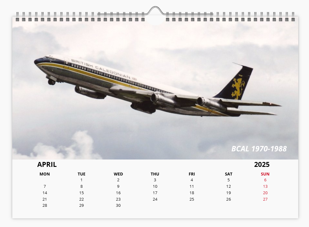 British Independent Airlines of the past 2025 Aircraft Tribute Calendar A4 WALL Calendar