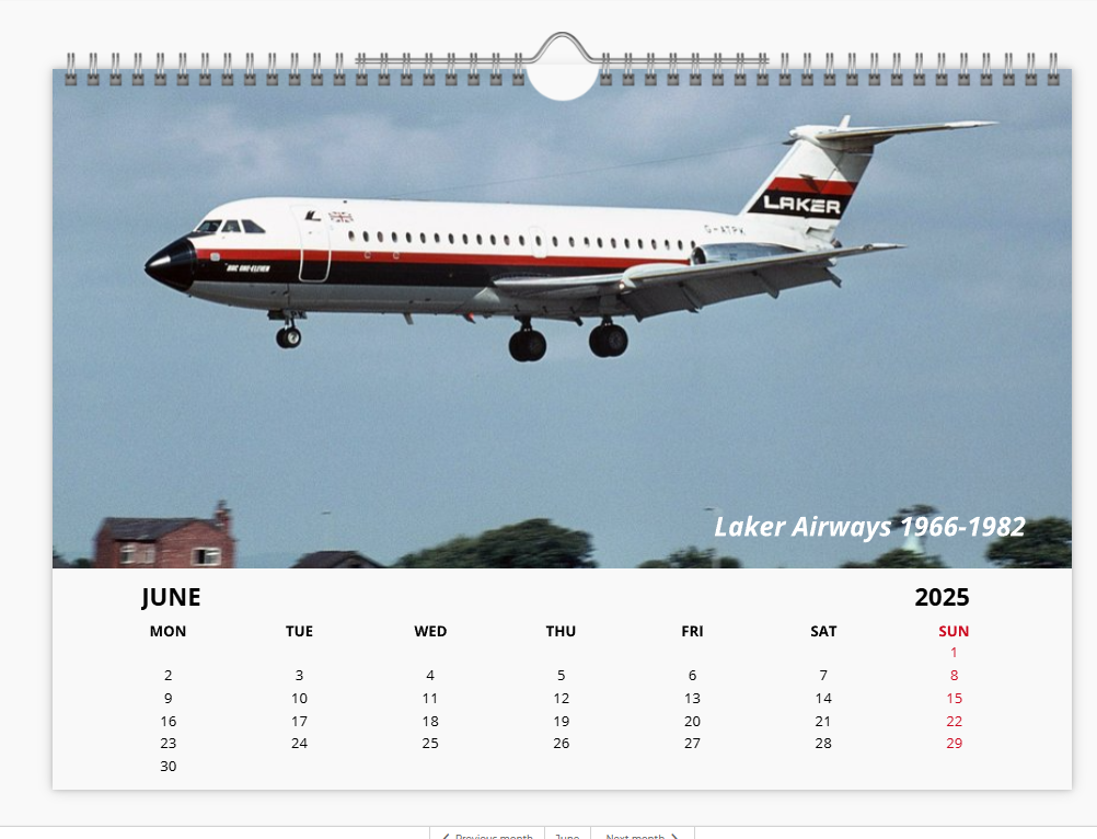 British Independent Airlines of the past 2025 Aircraft Tribute Calendar A4 WALL Calendar