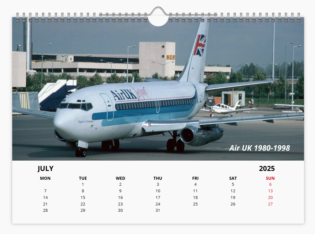 British Independent Airlines of the past 2025 Aircraft Tribute Calendar A4 WALL Calendar