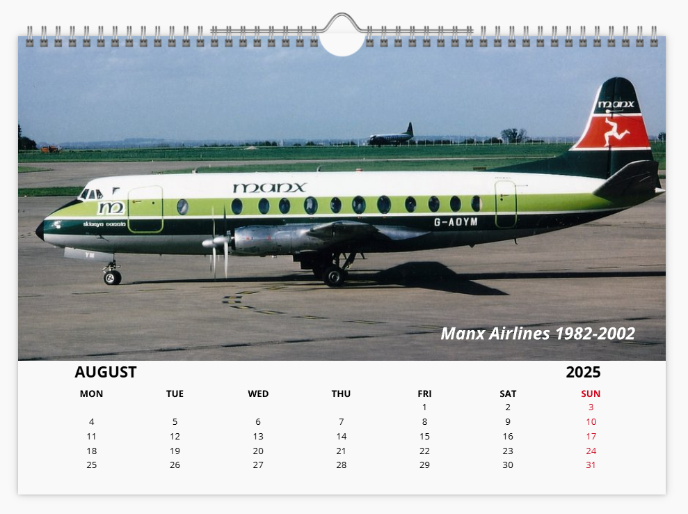 British Independent Airlines of the past 2025 Aircraft Tribute Calendar A4 WALL Calendar