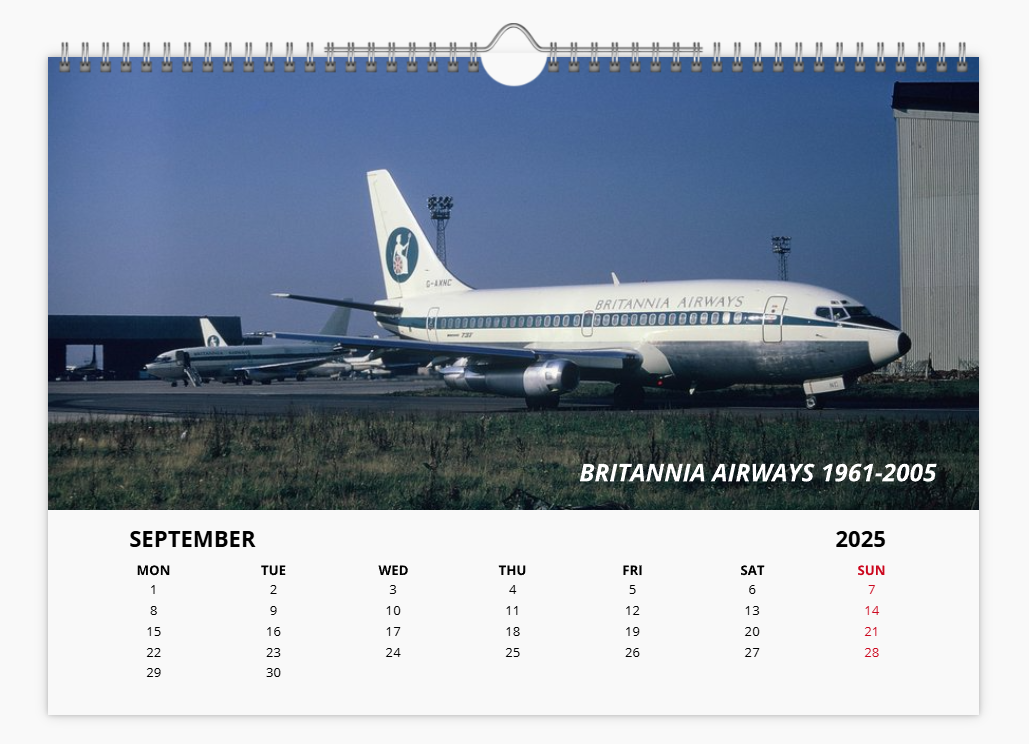 British Independent Airlines of the past 2025 Aircraft Tribute Calendar A4 WALL Calendar
