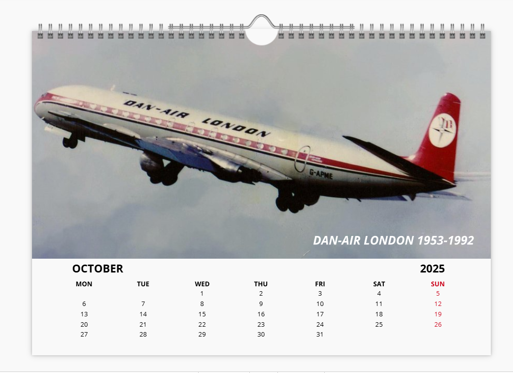 British Independent Airlines of the past 2025 Aircraft Tribute Calendar A4 WALL Calendar