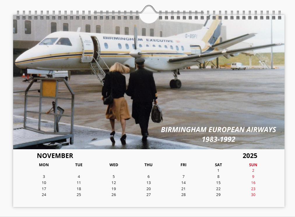 British Independent Airlines of the past 2025 Aircraft Tribute Calendar A4 WALL Calendar