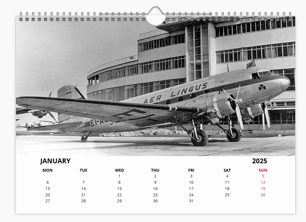 AER LINGUS 2025 Tribute Calendar Wall Calendar A4 Landscape