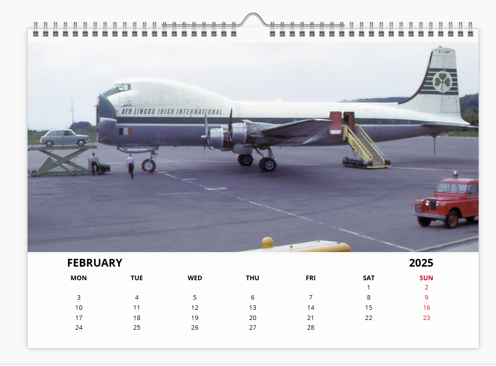 AER LINGUS 2025 Tribute Calendar Wall Calendar A4 Landscape