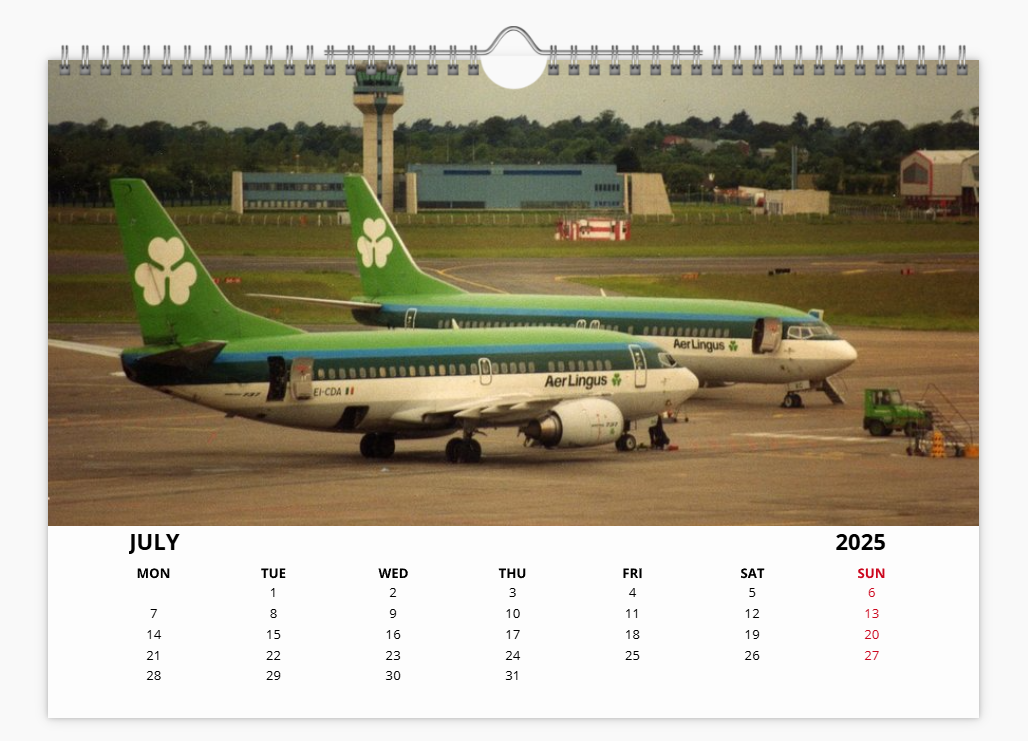 AER LINGUS 2025 Tribute Calendar Wall Calendar A4 Landscape
