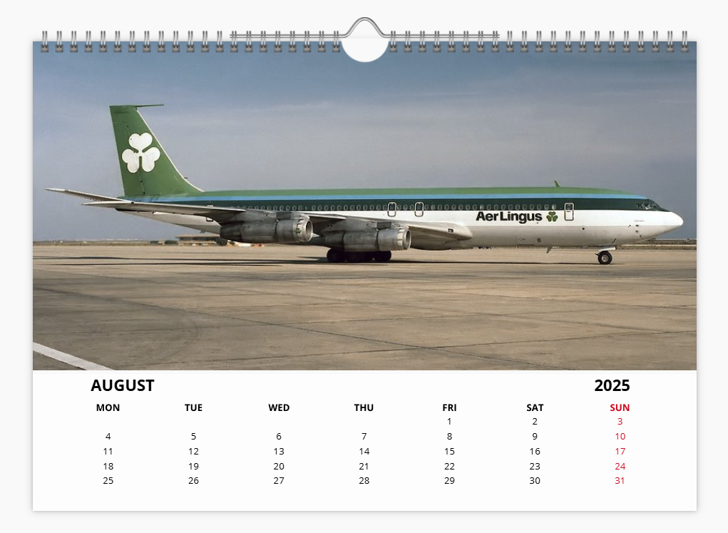 AER LINGUS 2025 Tribute Calendar Wall Calendar A4 Landscape
