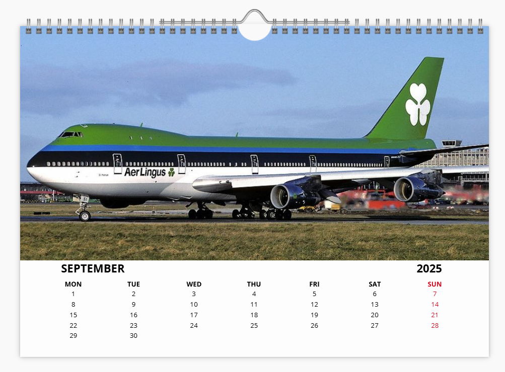 AER LINGUS 2025 Tribute Calendar Wall Calendar A4 Landscape