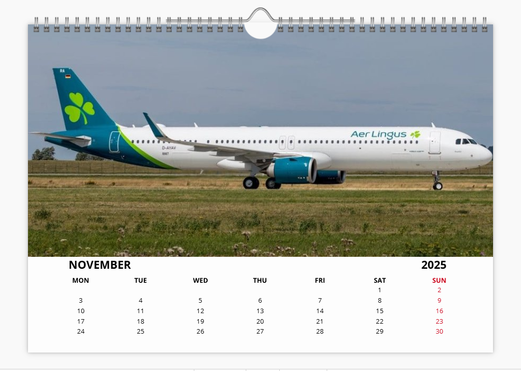AER LINGUS 2025 Tribute Calendar Wall Calendar A4 Landscape