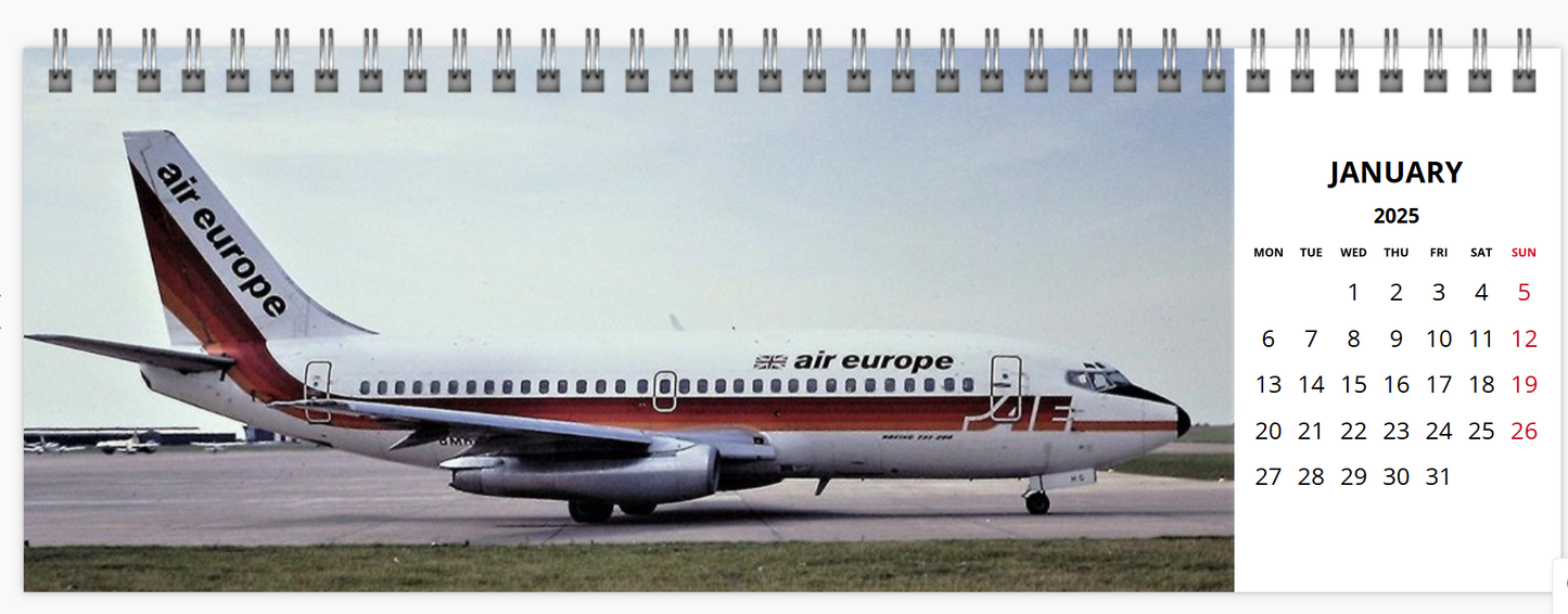 air europe 2025 Tribute Calendar LARGE DESK Calendar