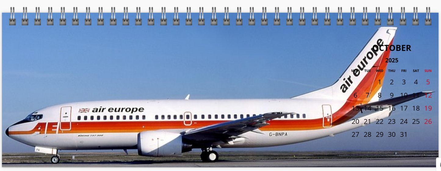 air europe 2025 Tribute Calendar LARGE DESK Calendar
