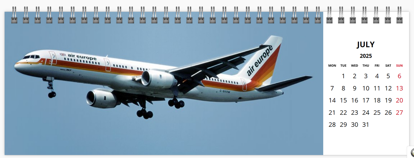 air europe 2025 Tribute Calendar LARGE DESK Calendar