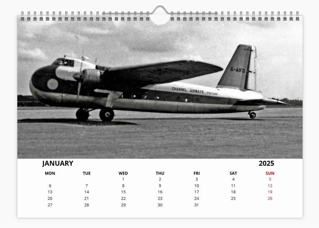 CHANNEL AIRWAYS 2025 Tribute Calendar A4 WALL Calendar