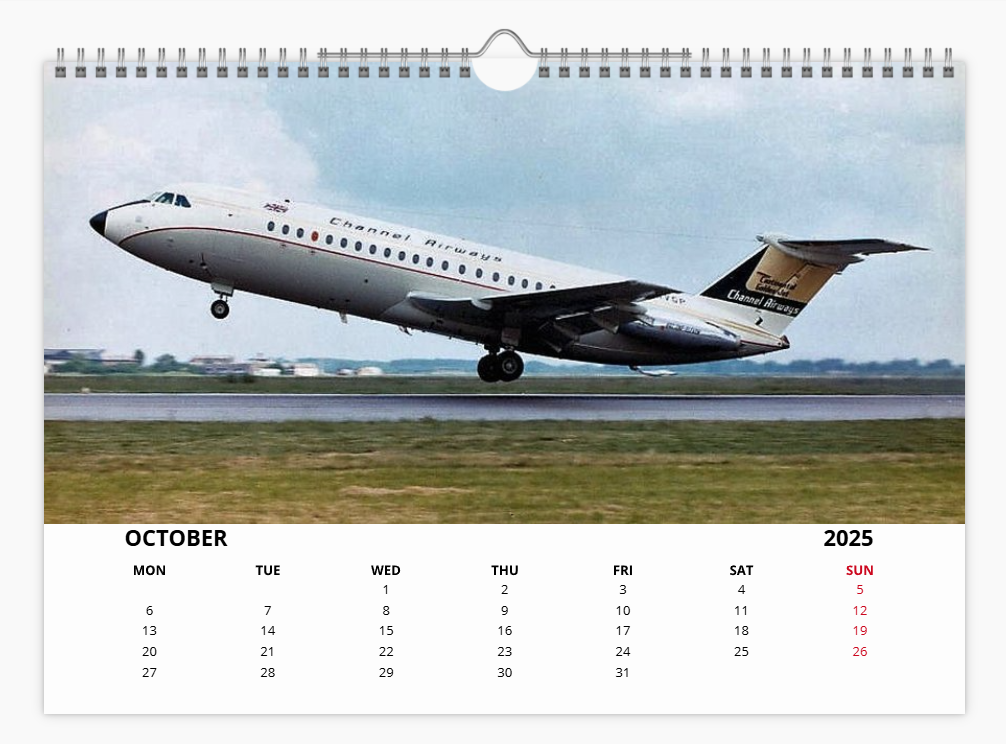 CHANNEL AIRWAYS 2025 Tribute Calendar A4 WALL Calendar