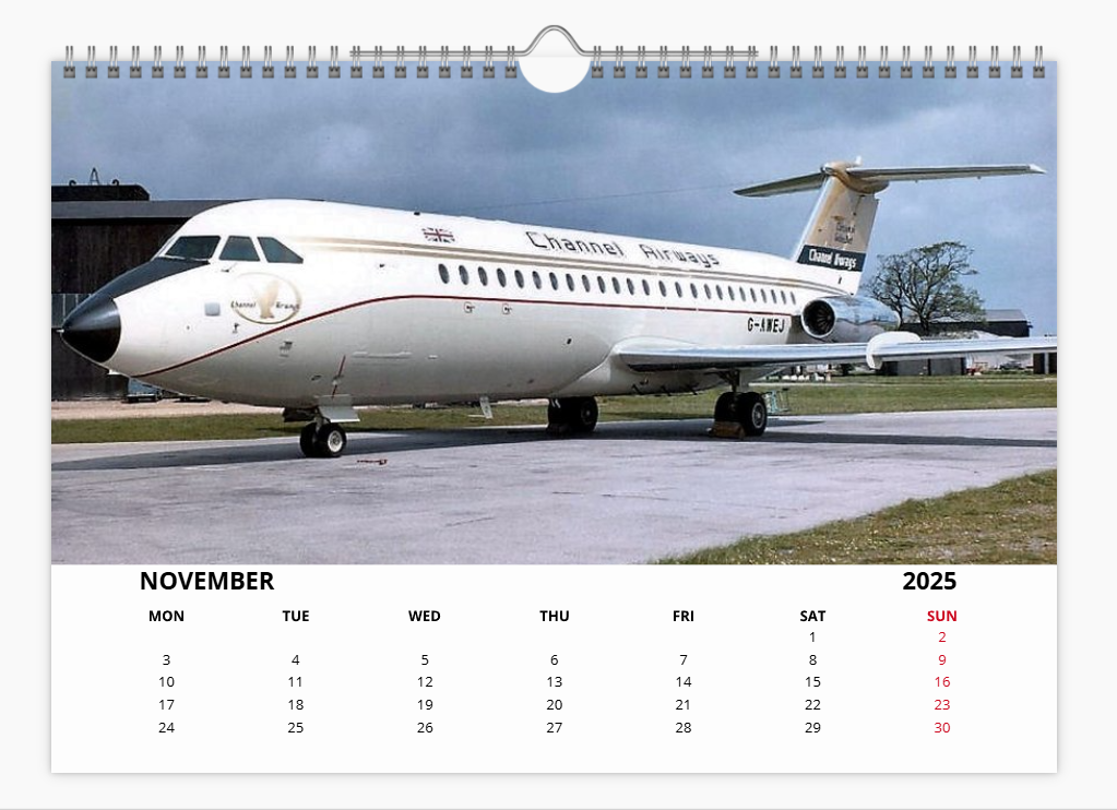 CHANNEL AIRWAYS 2025 Tribute Calendar A4 WALL Calendar
