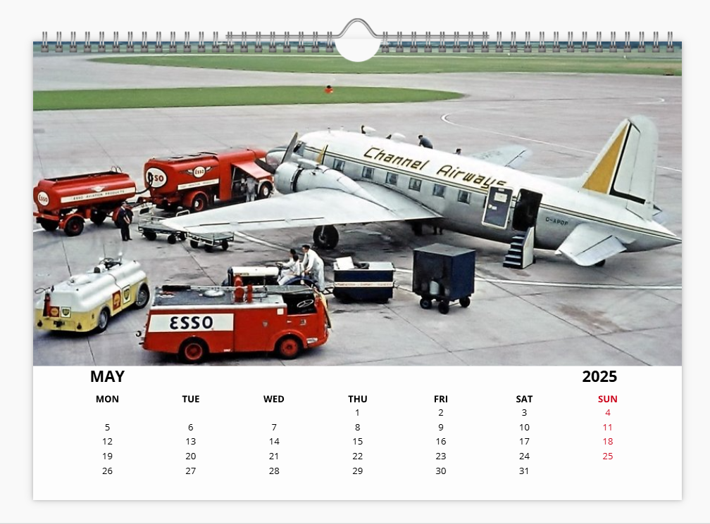 CHANNEL AIRWAYS 2025 Tribute Calendar A4 WALL Calendar