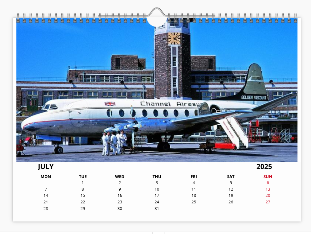 CHANNEL AIRWAYS 2025 Tribute Calendar A4 WALL Calendar